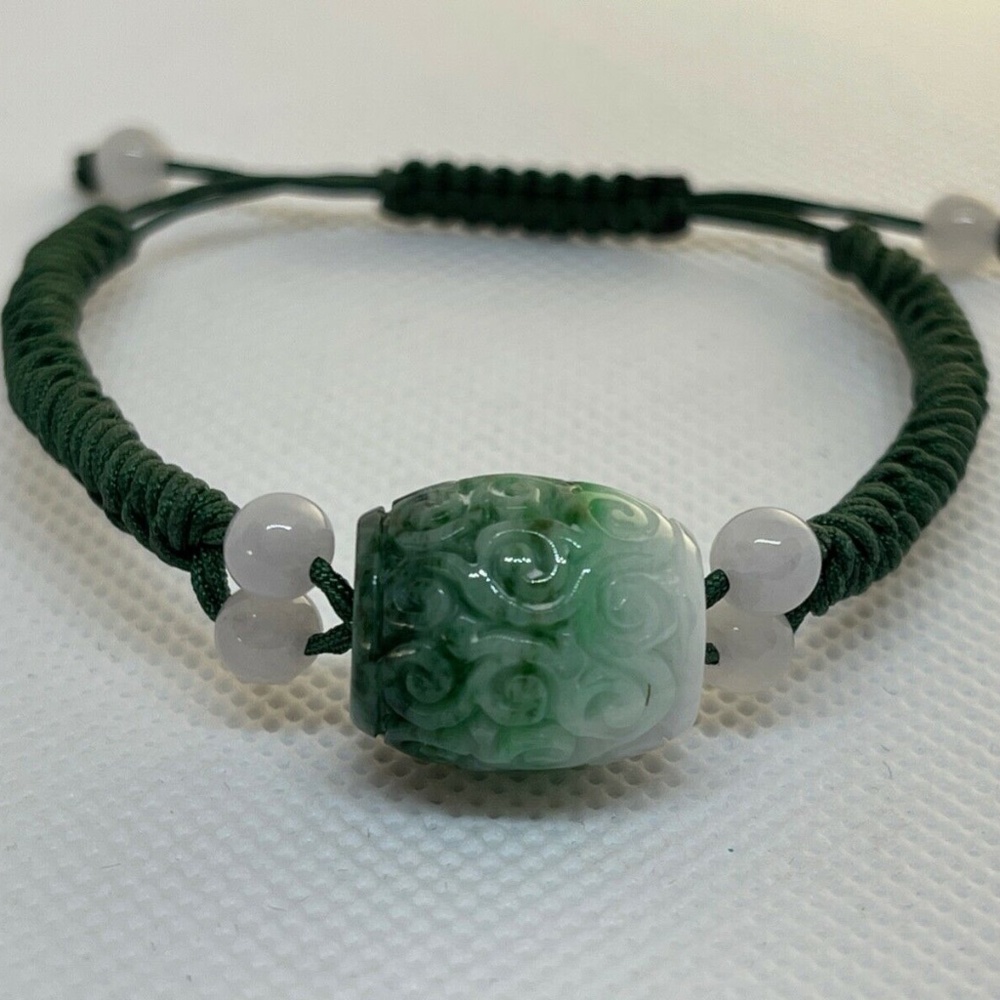 Natural Jadeite Carved Multi-Color Bead Custom Fit Knot Bracelet